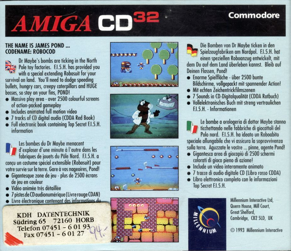 James Pond 2: Codename: RoboCod box art for Amiga CD32